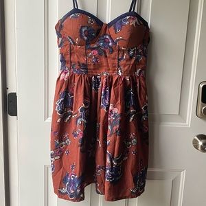 Band of Gypsies Brown and Navy Floral Dress. Size Medium